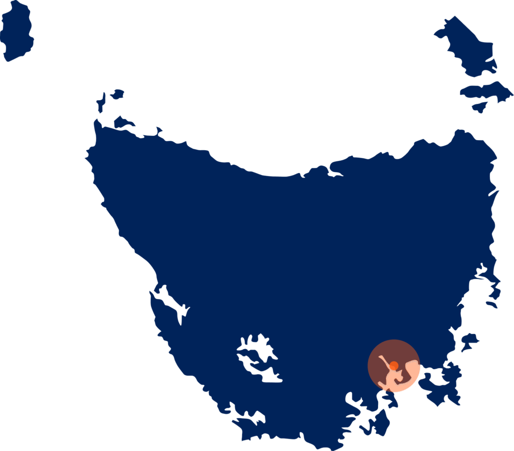 Tasmania Vector Map, showing Hobart Scaffolding service area